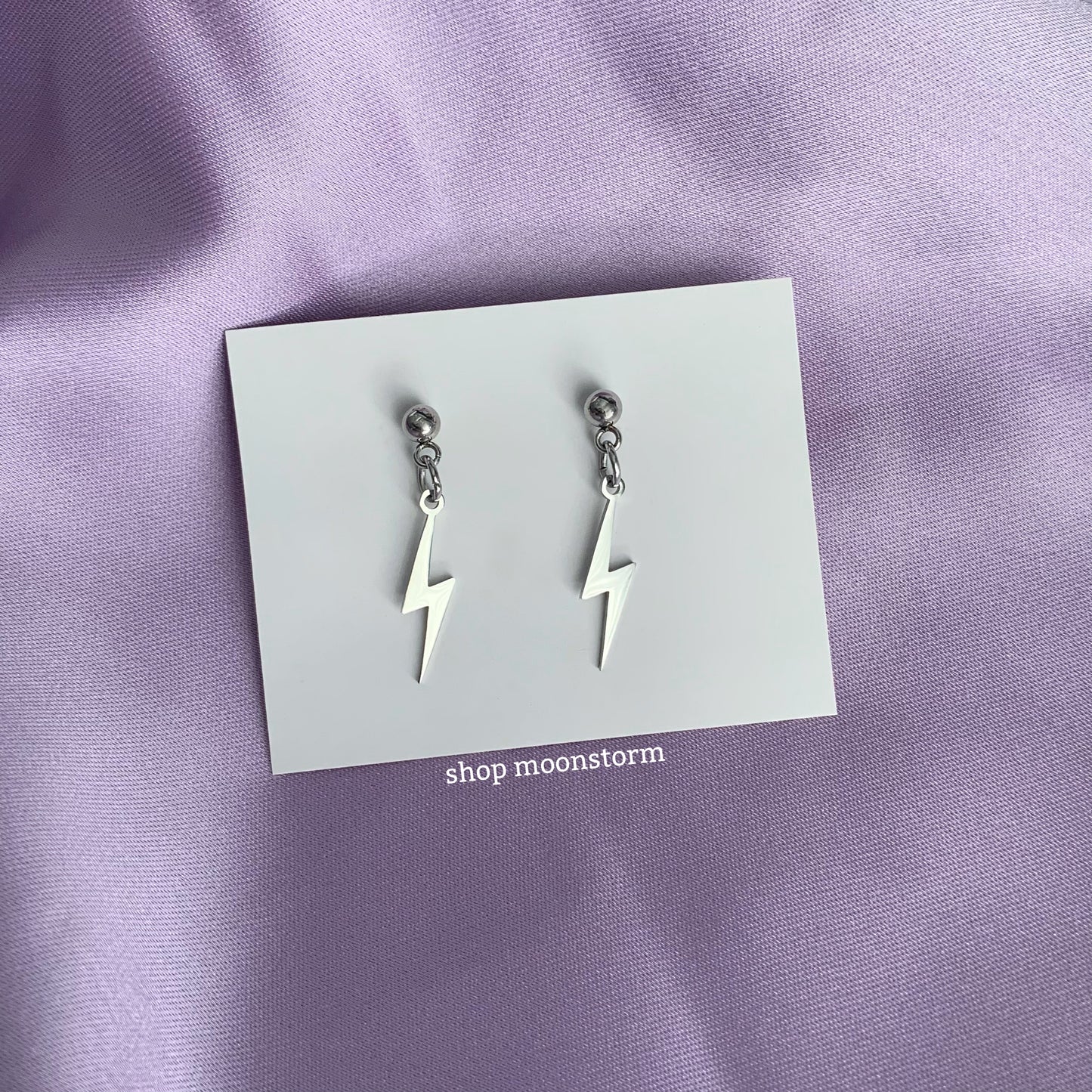 Silver Lightning Bolt Stud Earrings