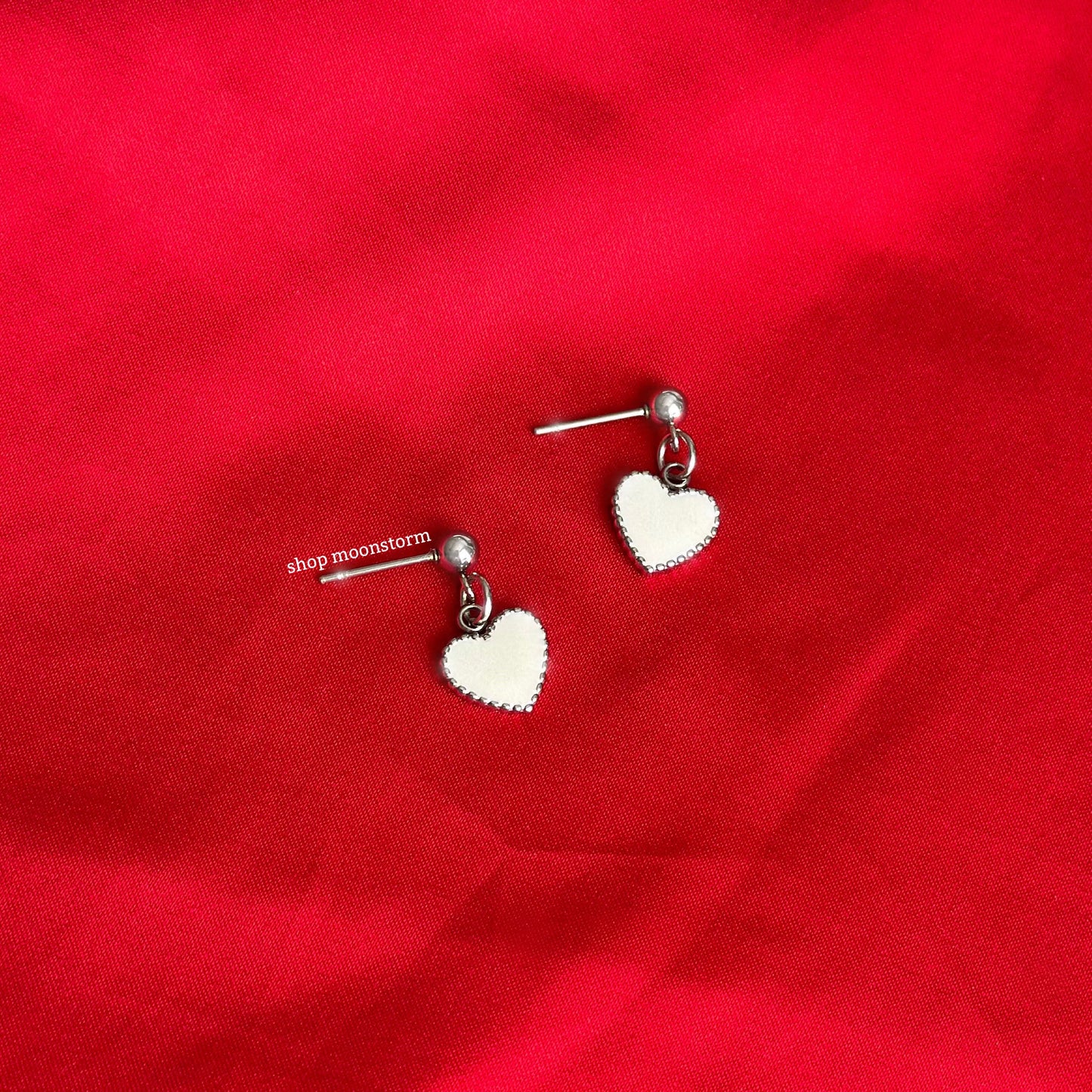 White Heart Stud Earrings