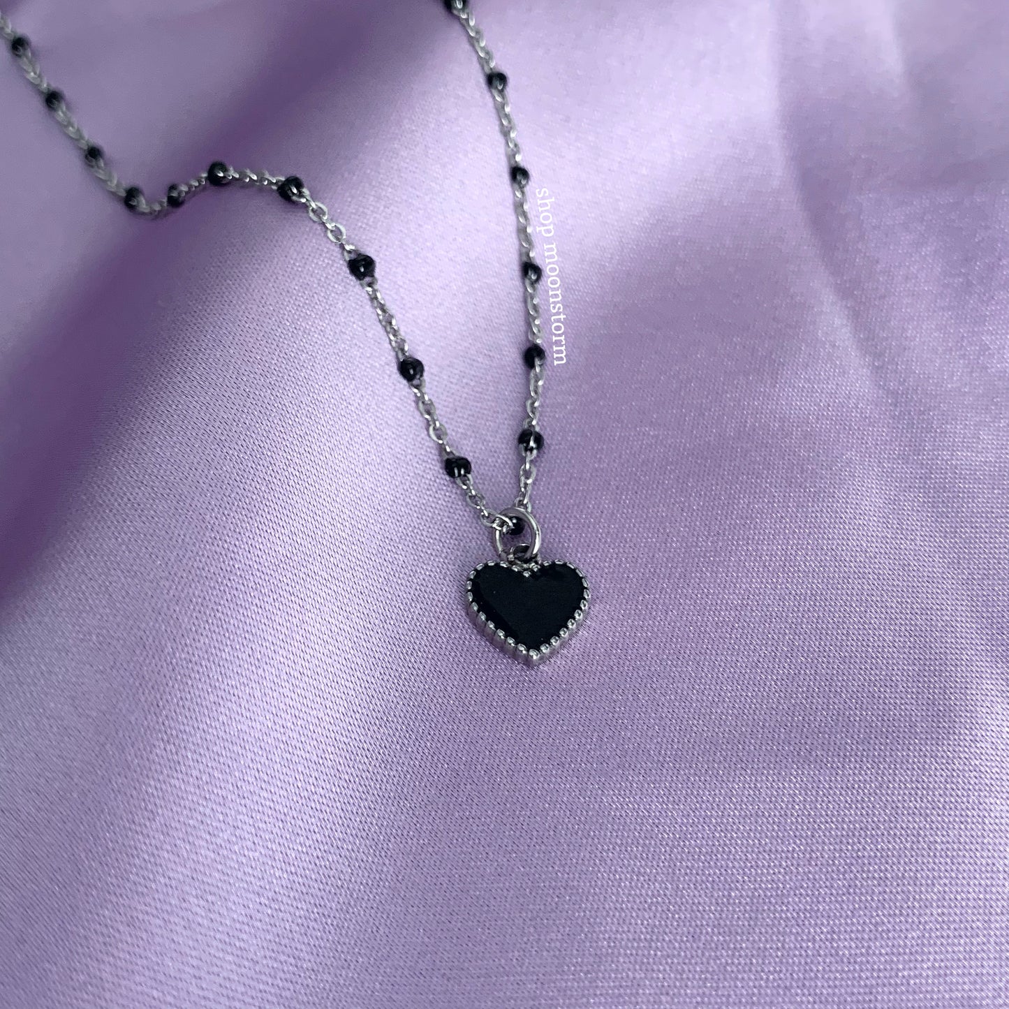 Black Heart & Icy Cross Necklace Set