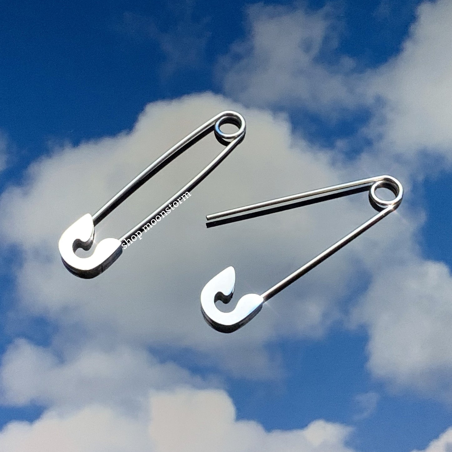 Silver Safety Pin Earrings