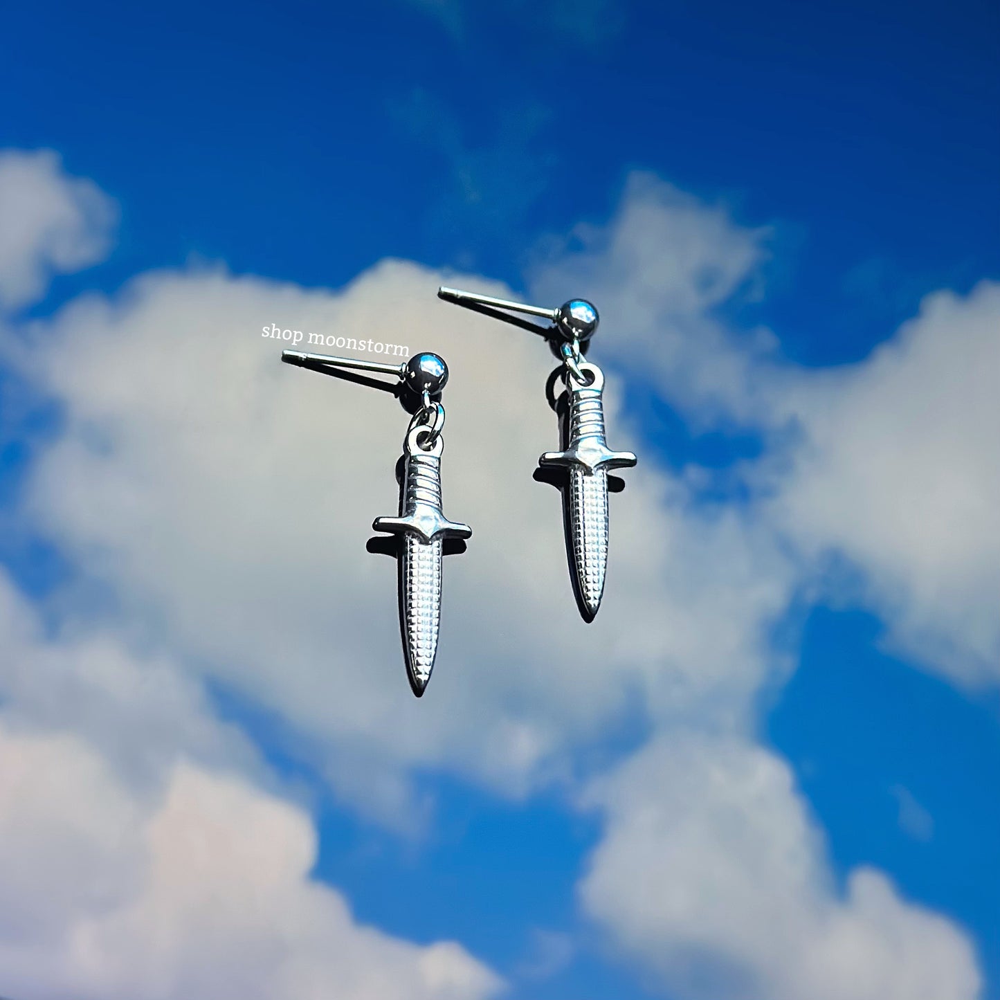 Silver Dagger Stud Earrings