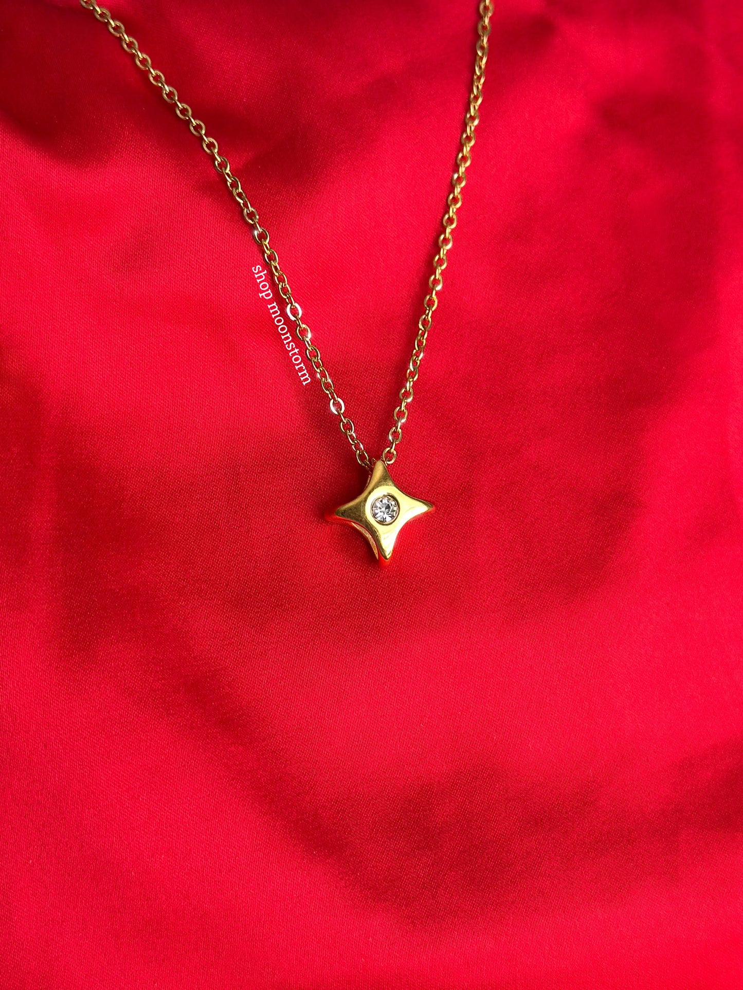Crystal Gold Star Burst Necklace