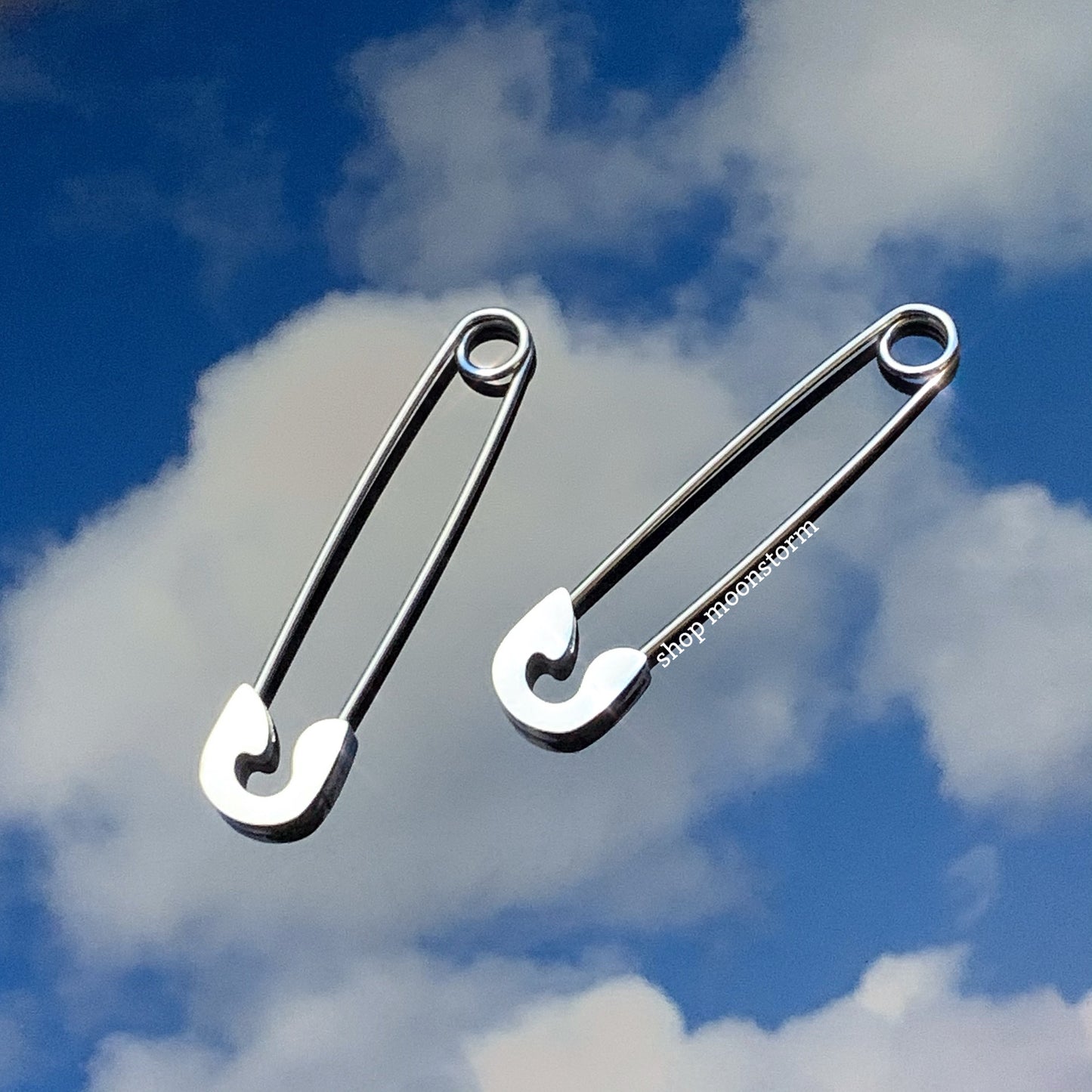 Silver Safety Pin Earrings