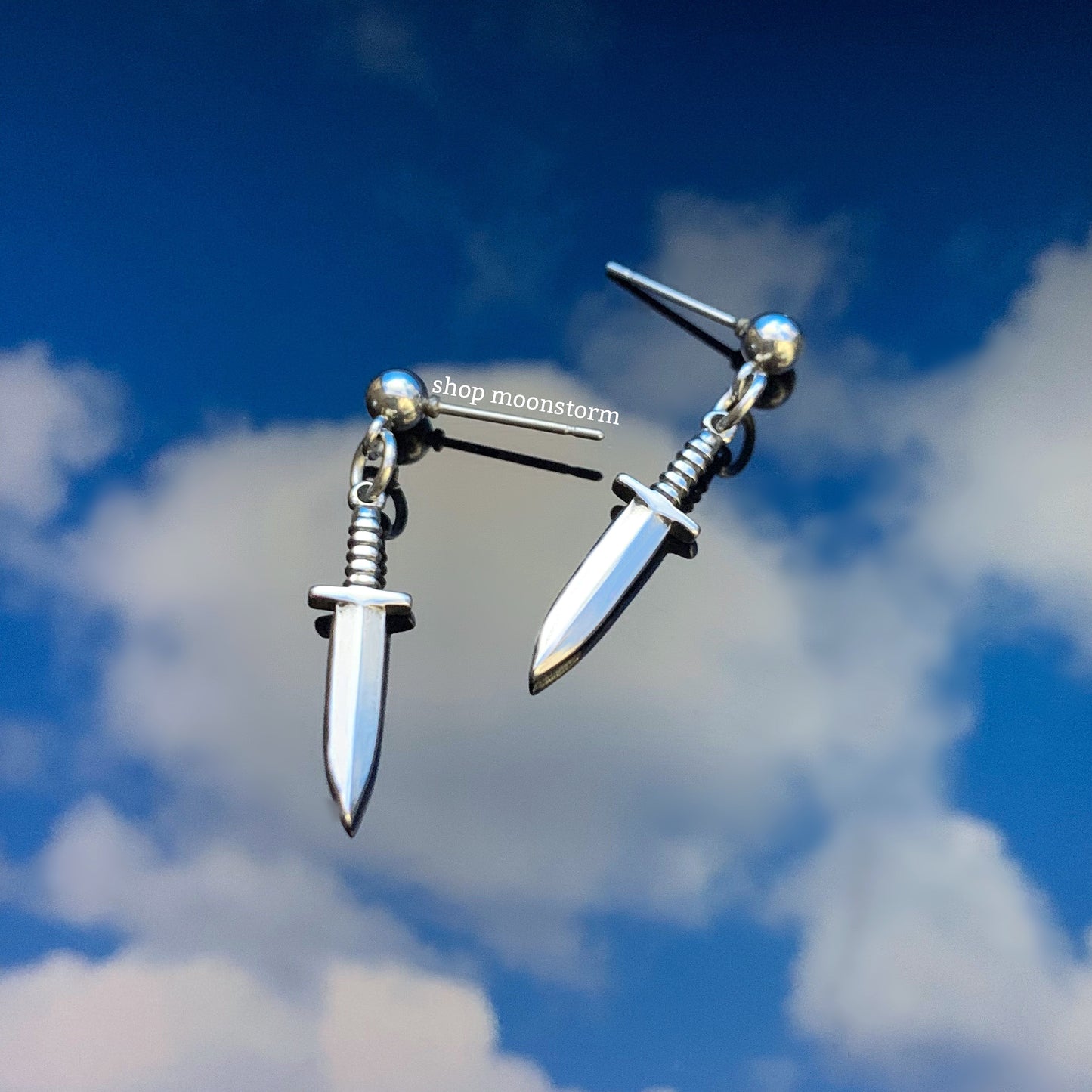 Silver Dagger Stud Earrings