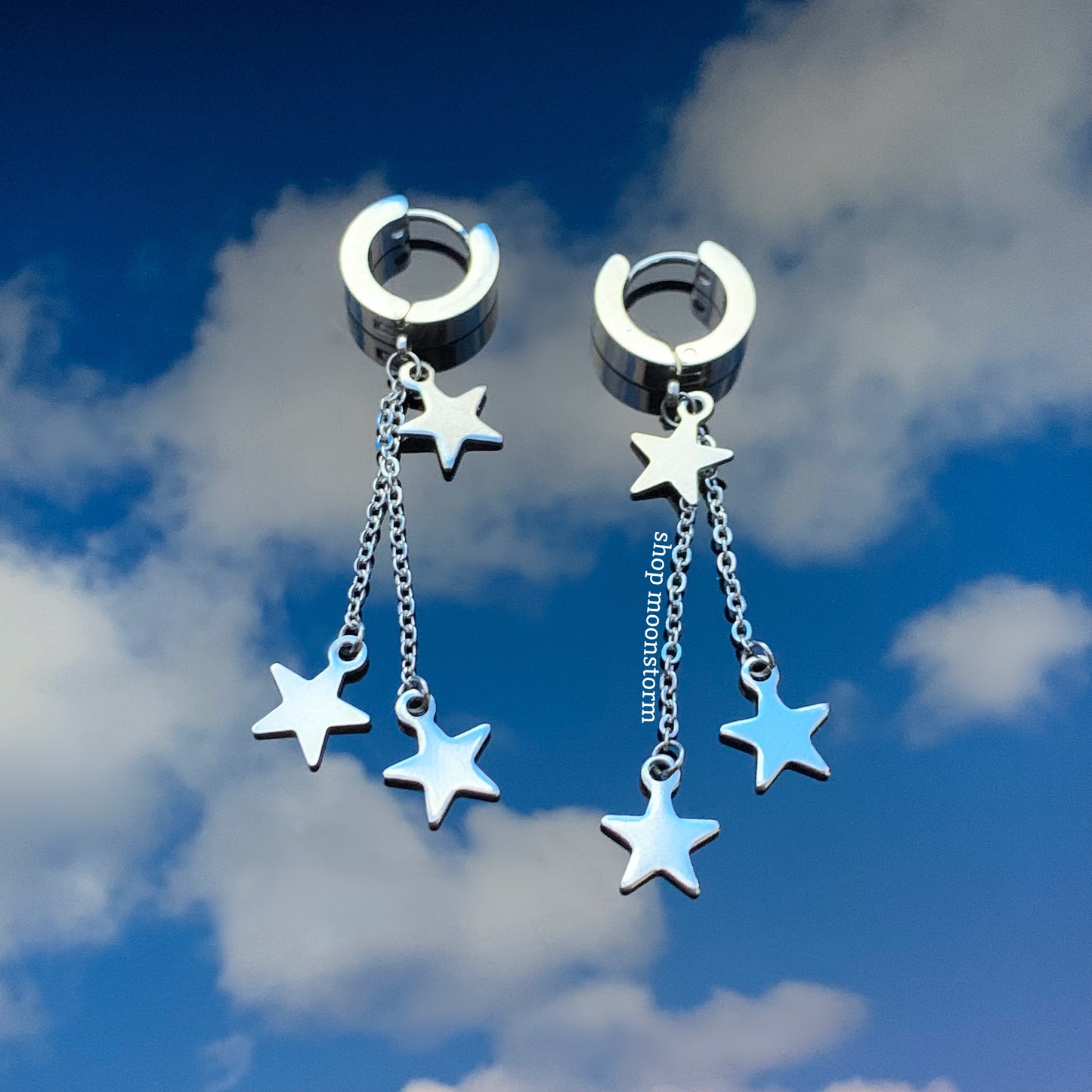 Triple Star Hoop Earrings