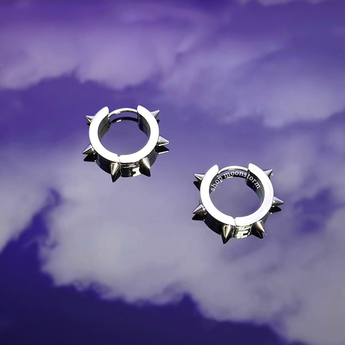 Silver Spike Large Hoop Earrings