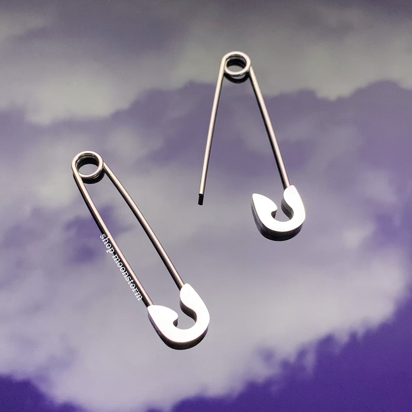 Silver Safety Pin Earrings