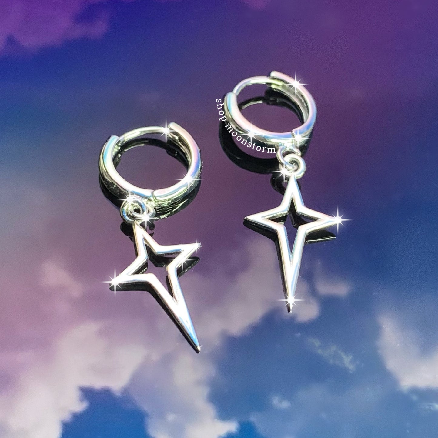 Reflective Star Hoop Earrings