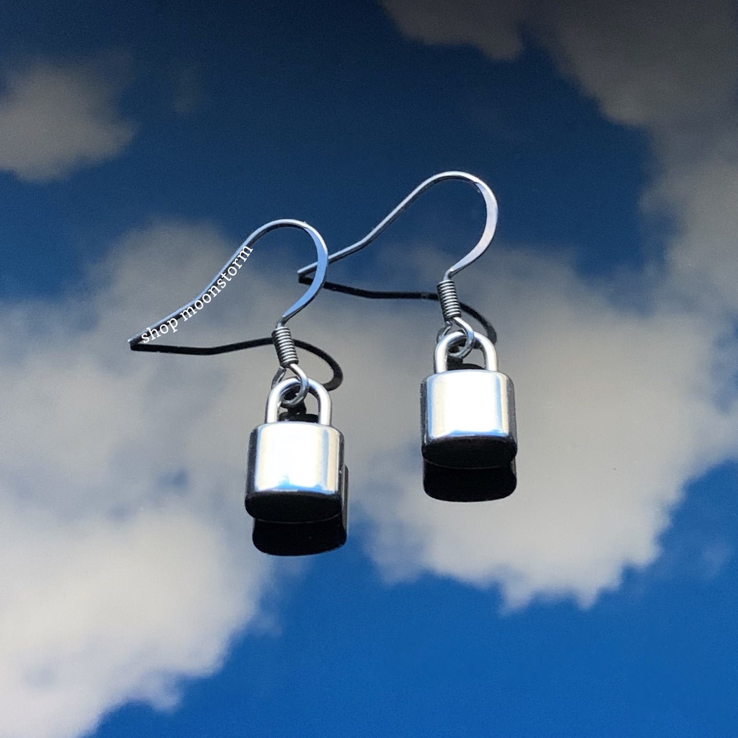 Silver Mini Lock Earrings