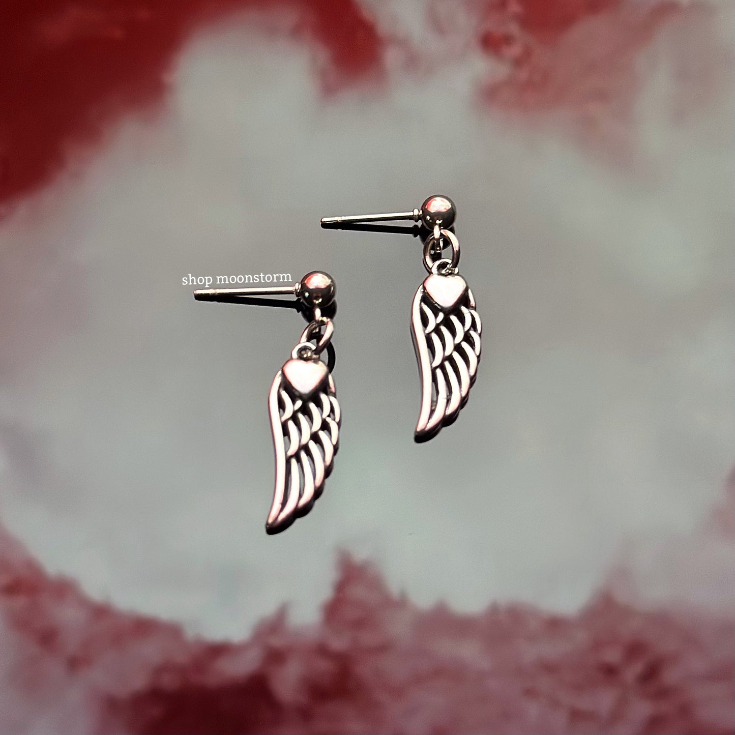 Heart Wings Stud Earrings