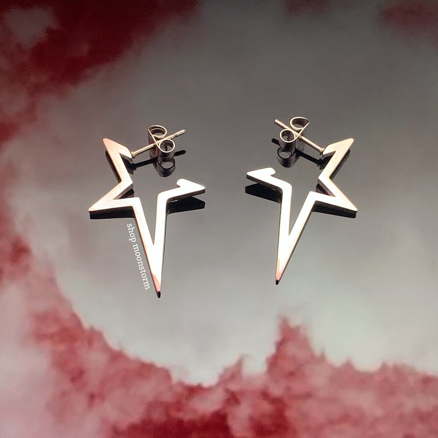 Silver Statement Star Stud Earrings