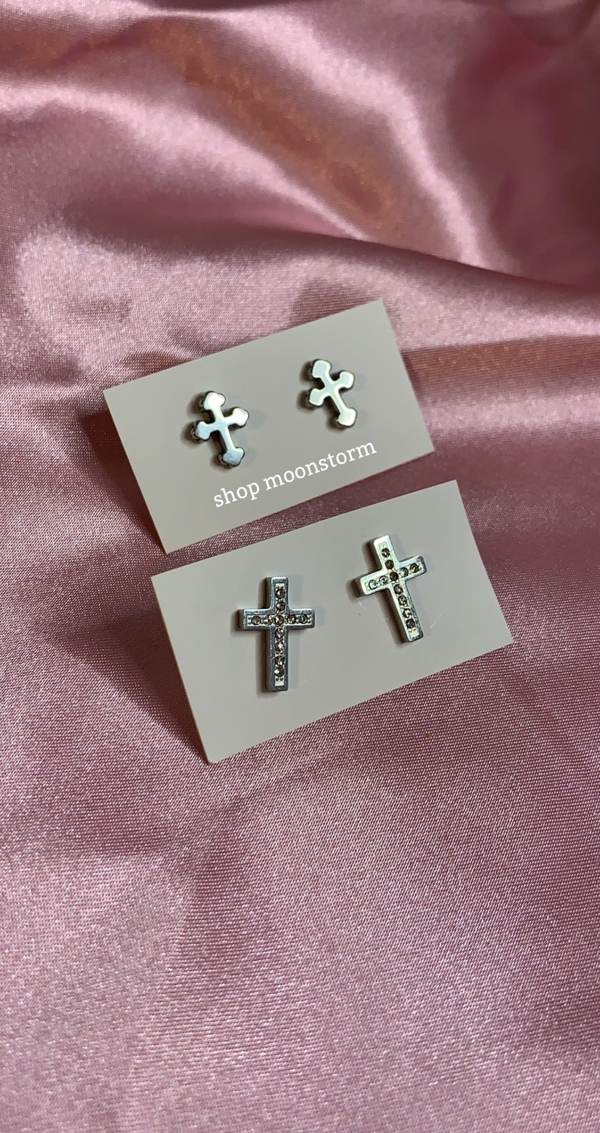 Silver Cross Stud Earrings