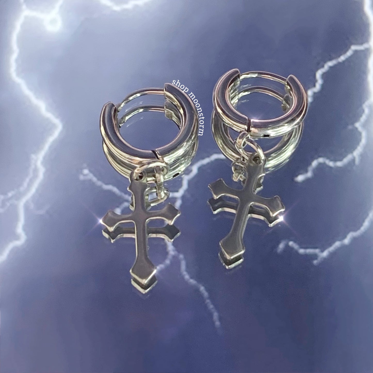 Baby Cross Hoop Earrings