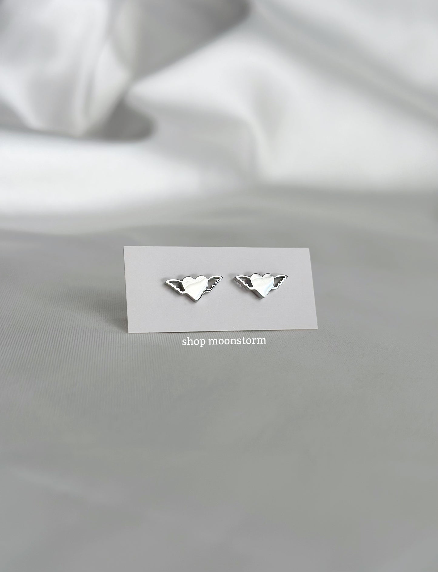Angel Heart Wings Stud Earrings
