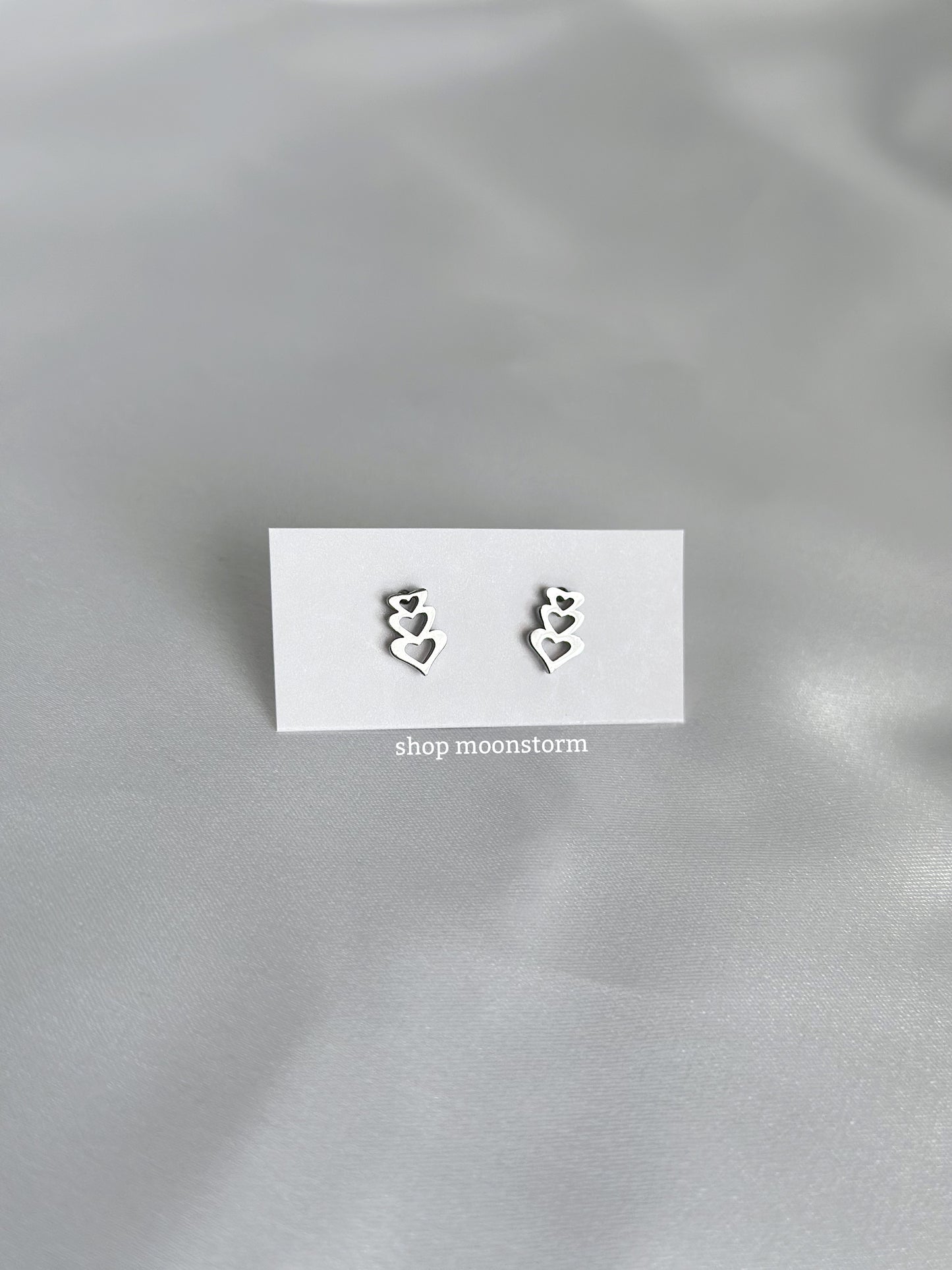 Triple Heart Stud Earrings