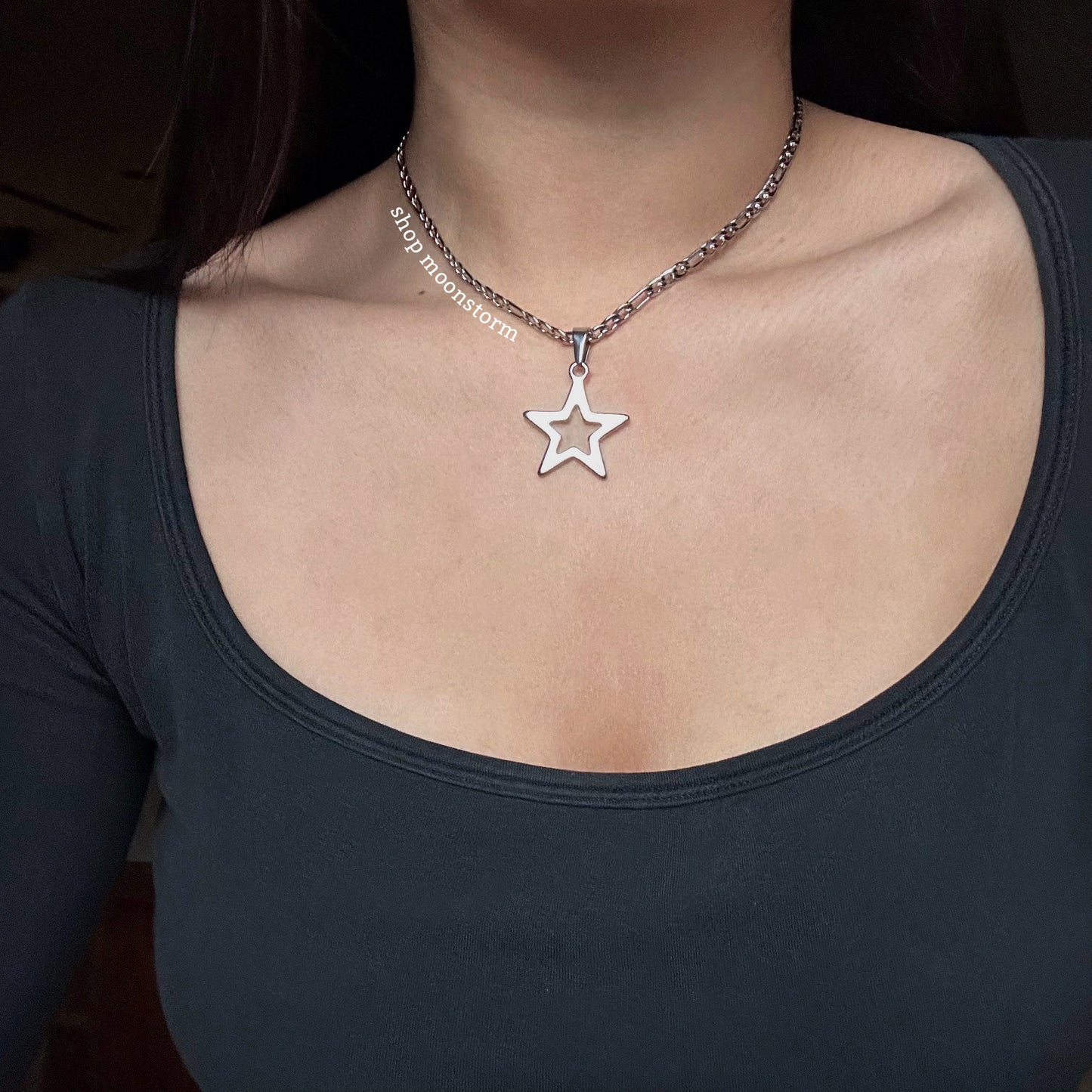 Silver Star Cutout Necklace