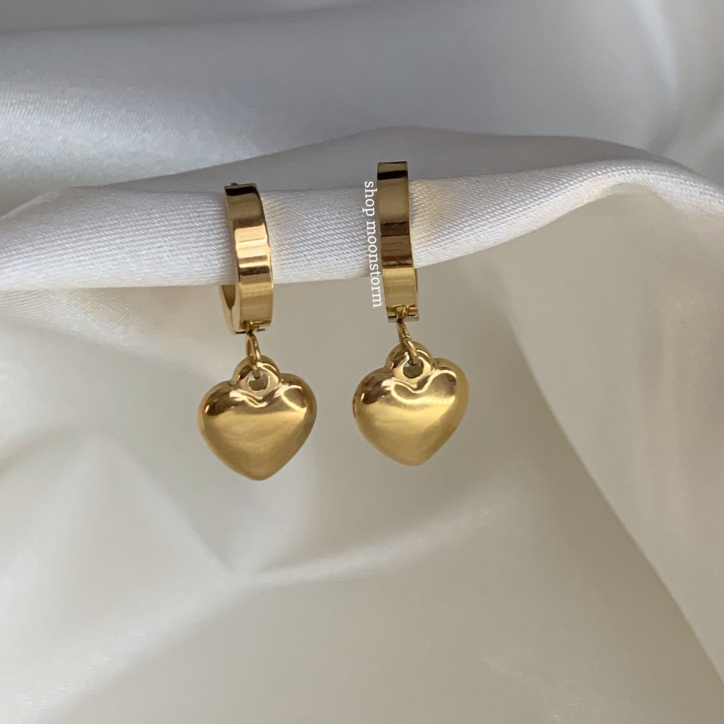 Gold Heart Hoop Earrings
