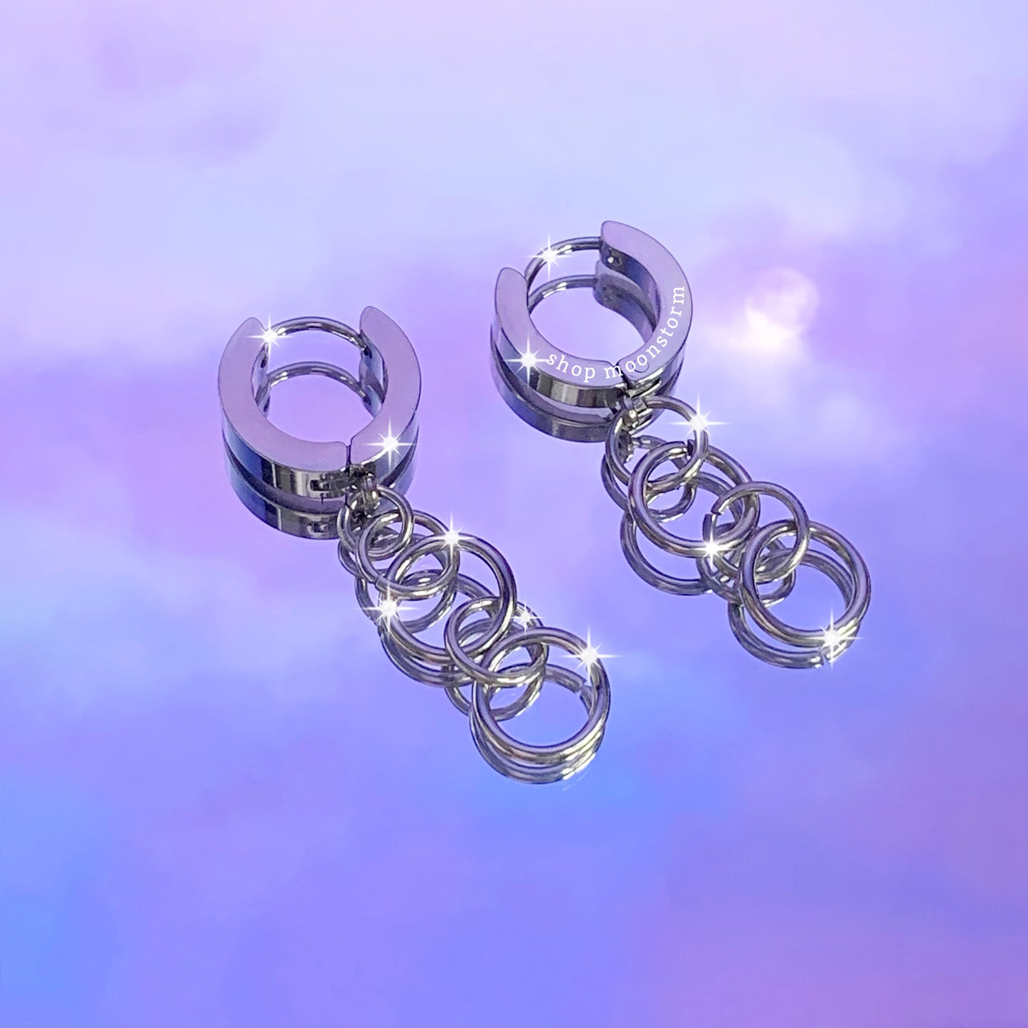 Circle Chain Drop Hoop Earrings