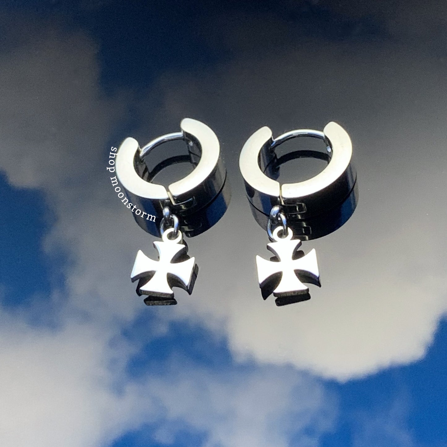 Iron Cross Hoop Earrings