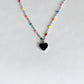 Rainbow Beaded Black Heart Necklace (Limited Edition)