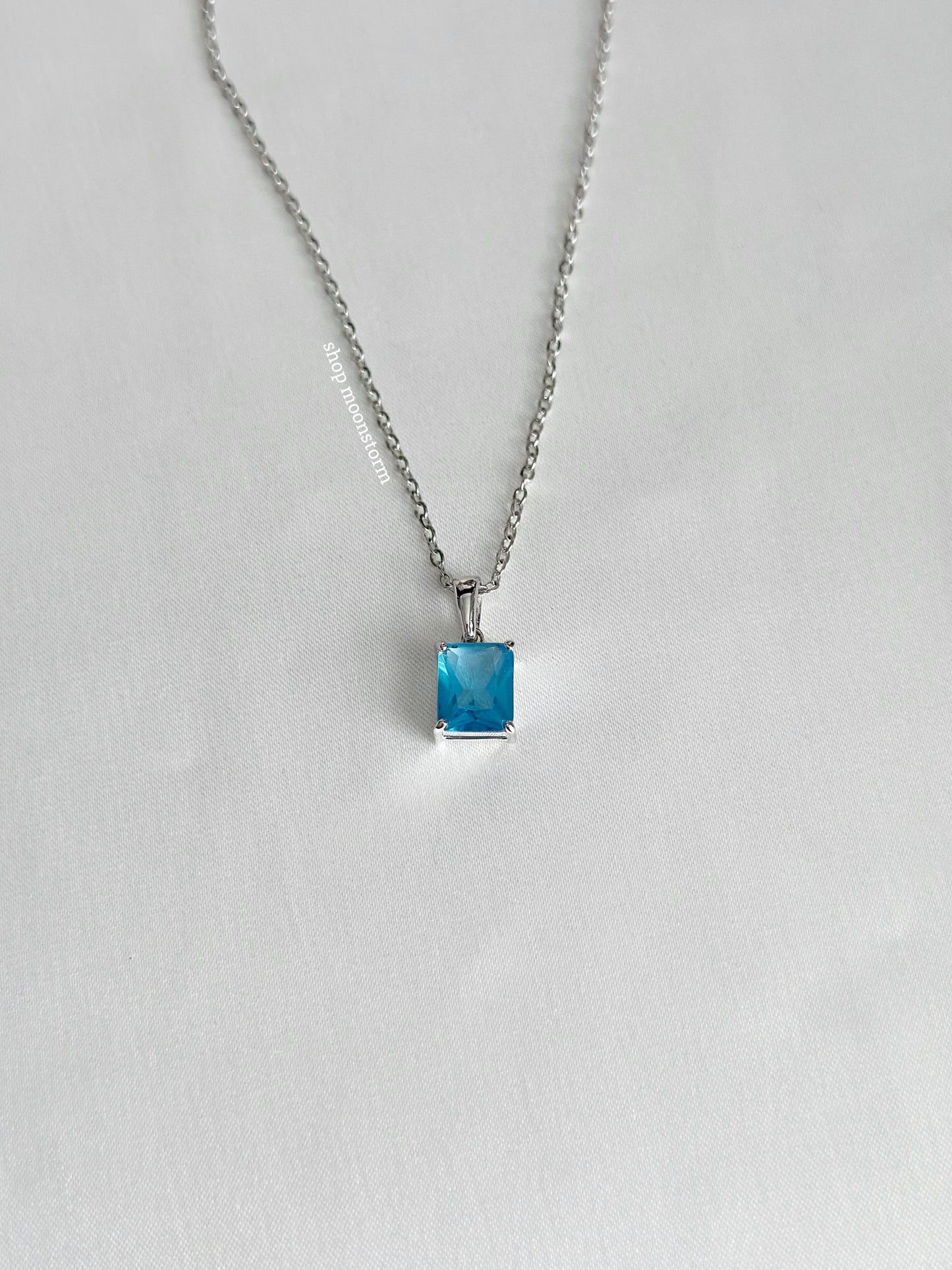 CZ Aquamarine Necklace