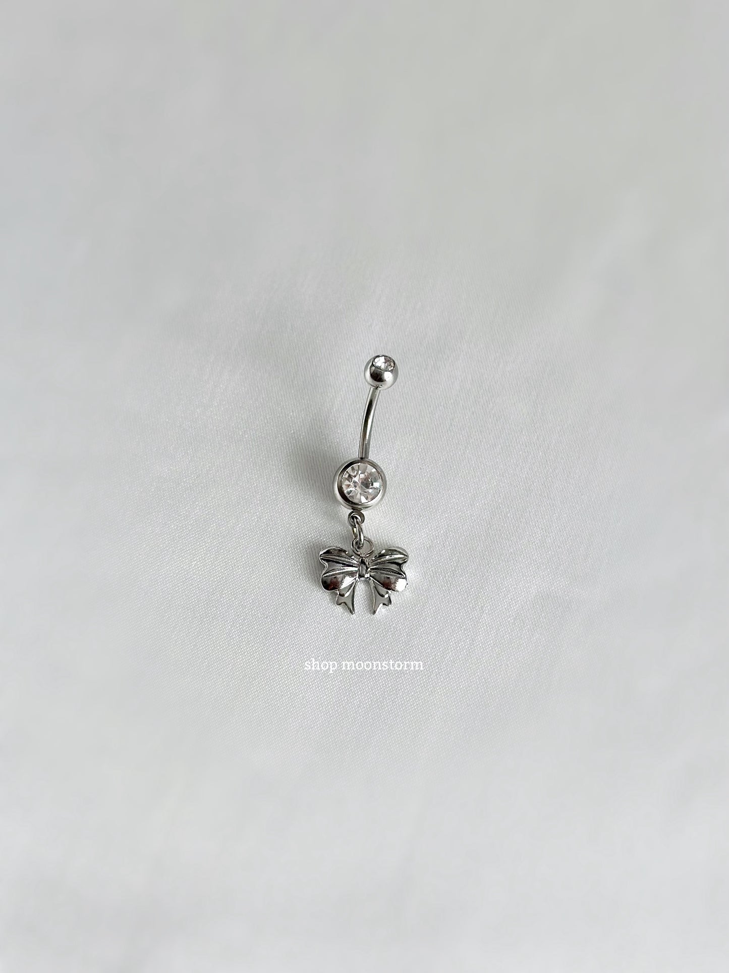 Silver Lux Ribbon Bow Belly Ring