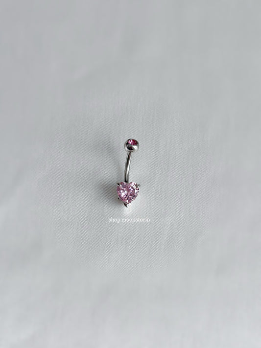 Pink Heart Belly Ring