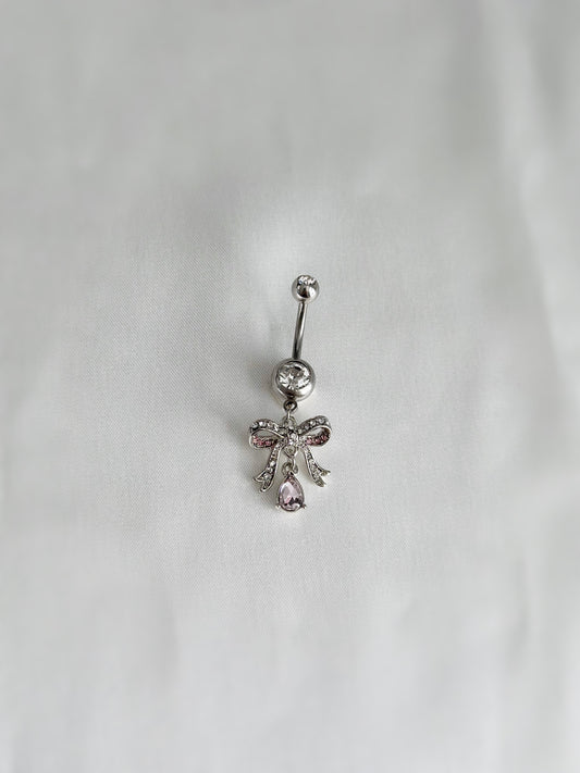 Pink Ribbon Bow Belly Ring