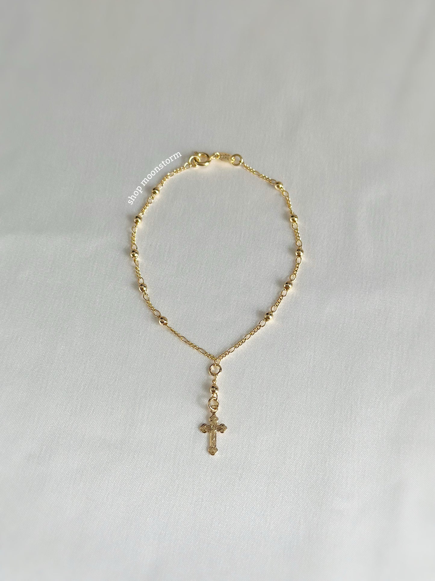 Gold Beaded Rosary Bracelet