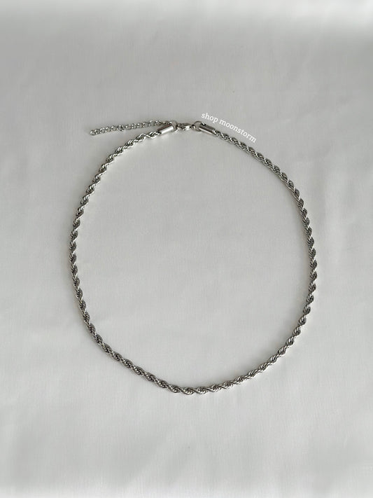4mm Silver Rope Chain Necklace