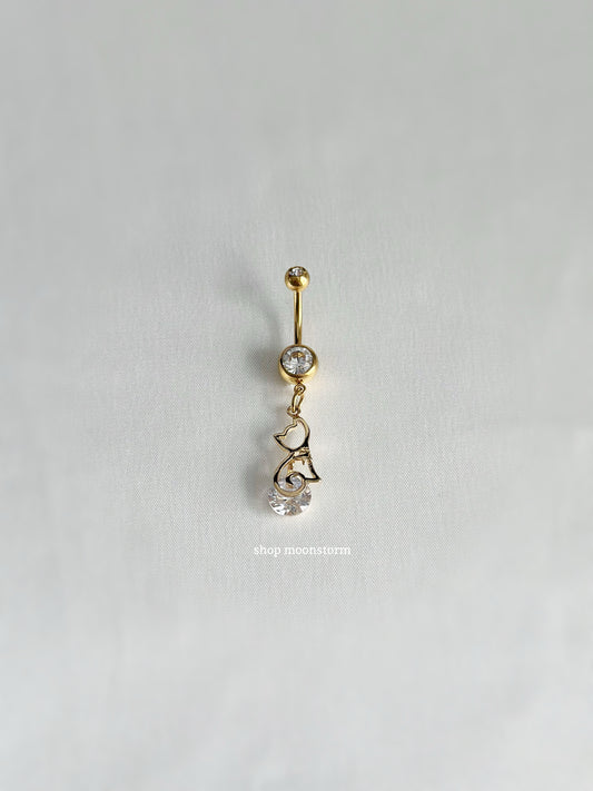 Gold Cat Belly Ring