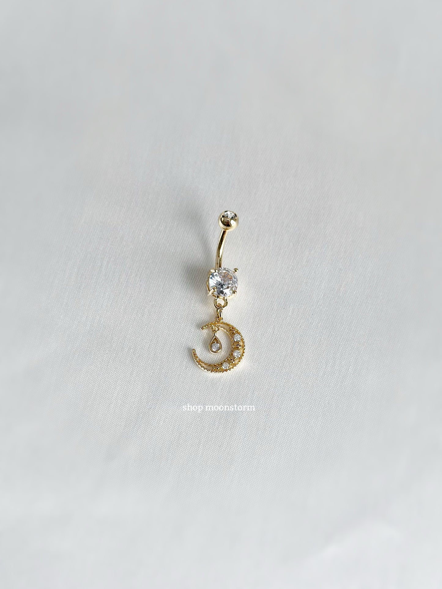 Gold Moon Dangle Belly Ring