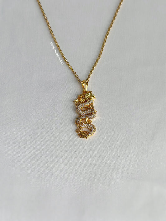 Gold Icy Dragon Necklace