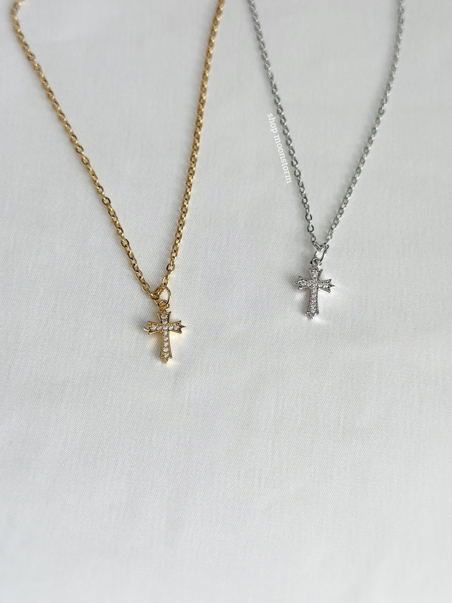 CZ Mini Cross Necklace Pack (Set of Two)