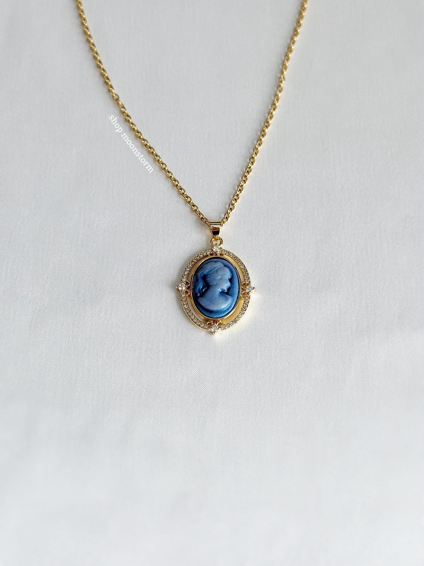 Victorian Blue Cameo Necklace