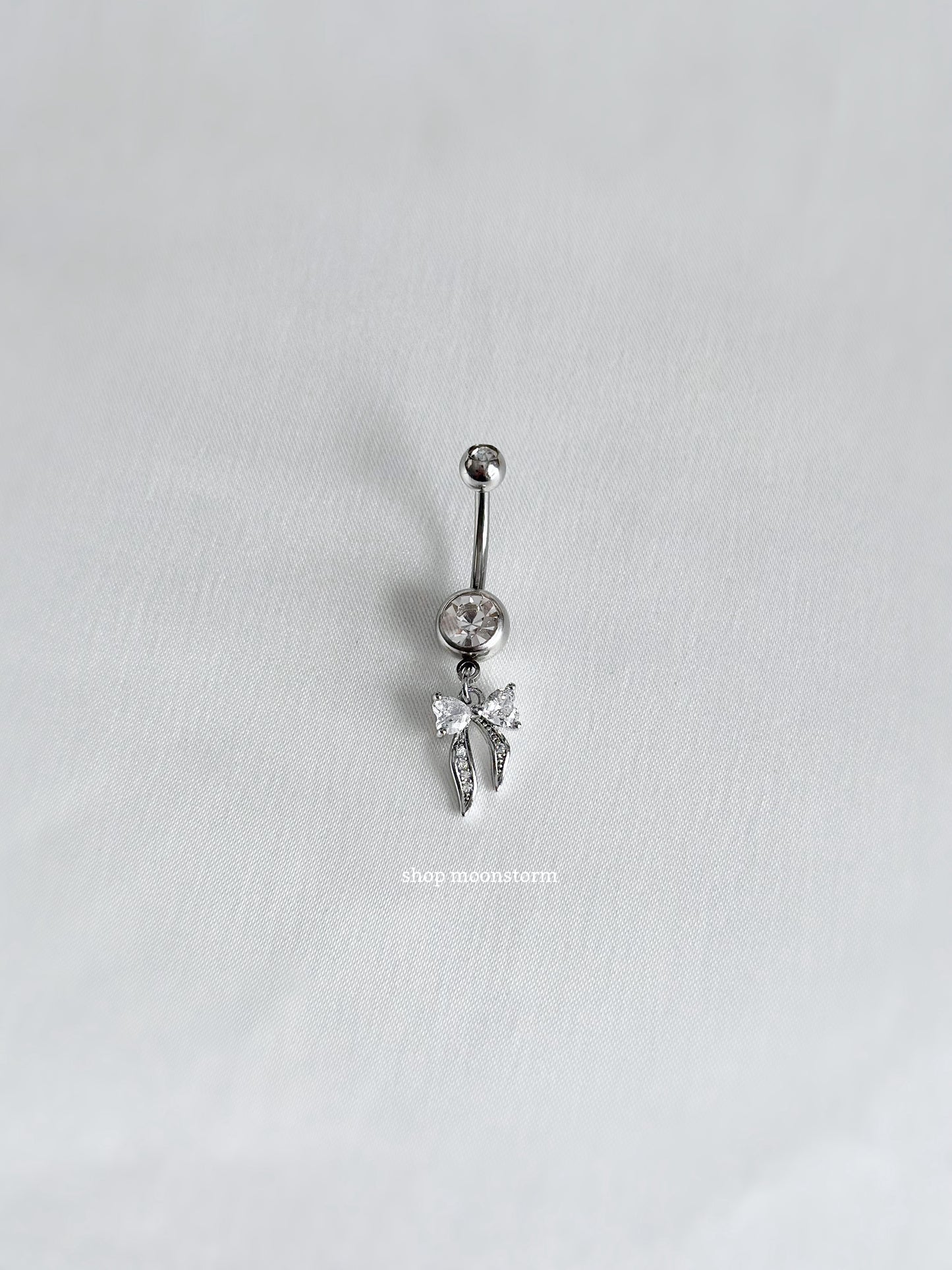 Silver Darling Ribbon Bow Belly Ring