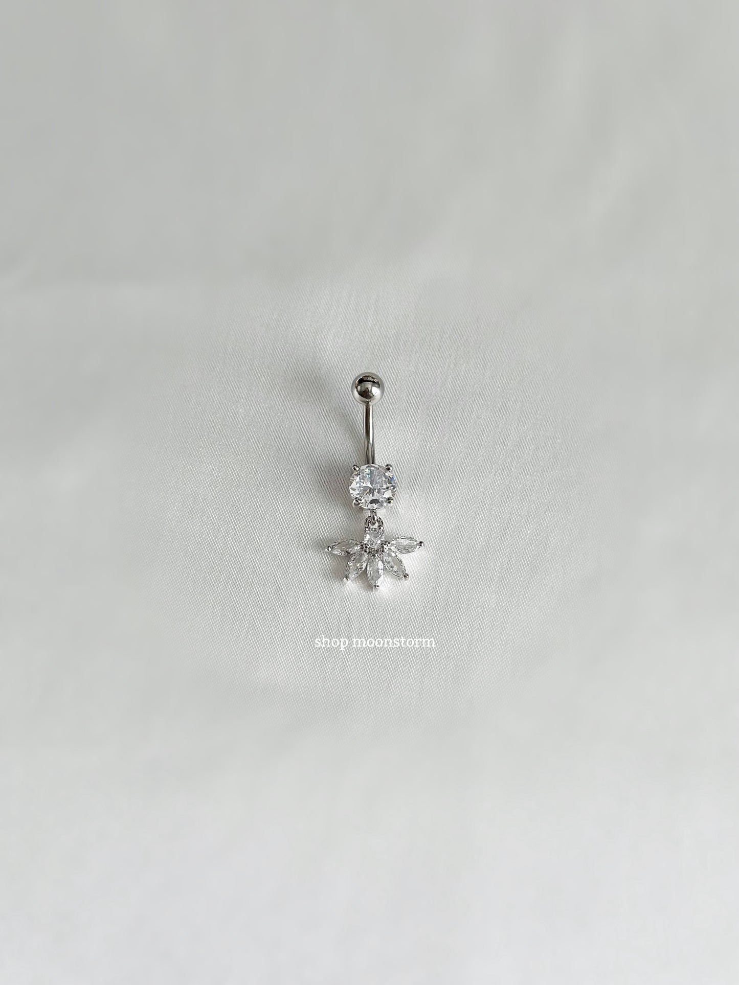 Silver Lotus Flower Belly Ring