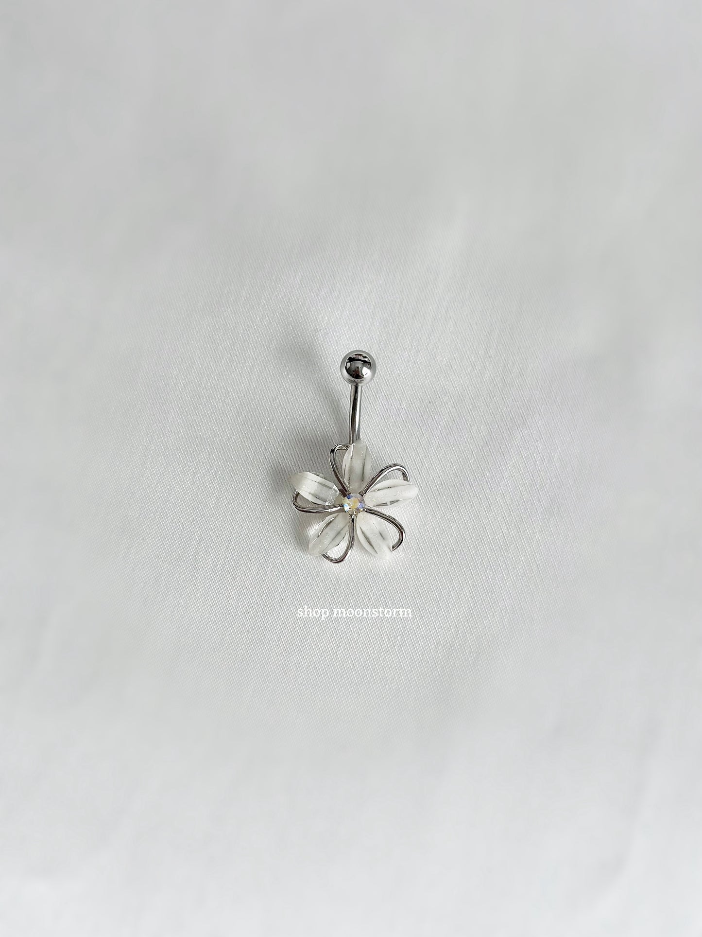 White Flower Belly Ring