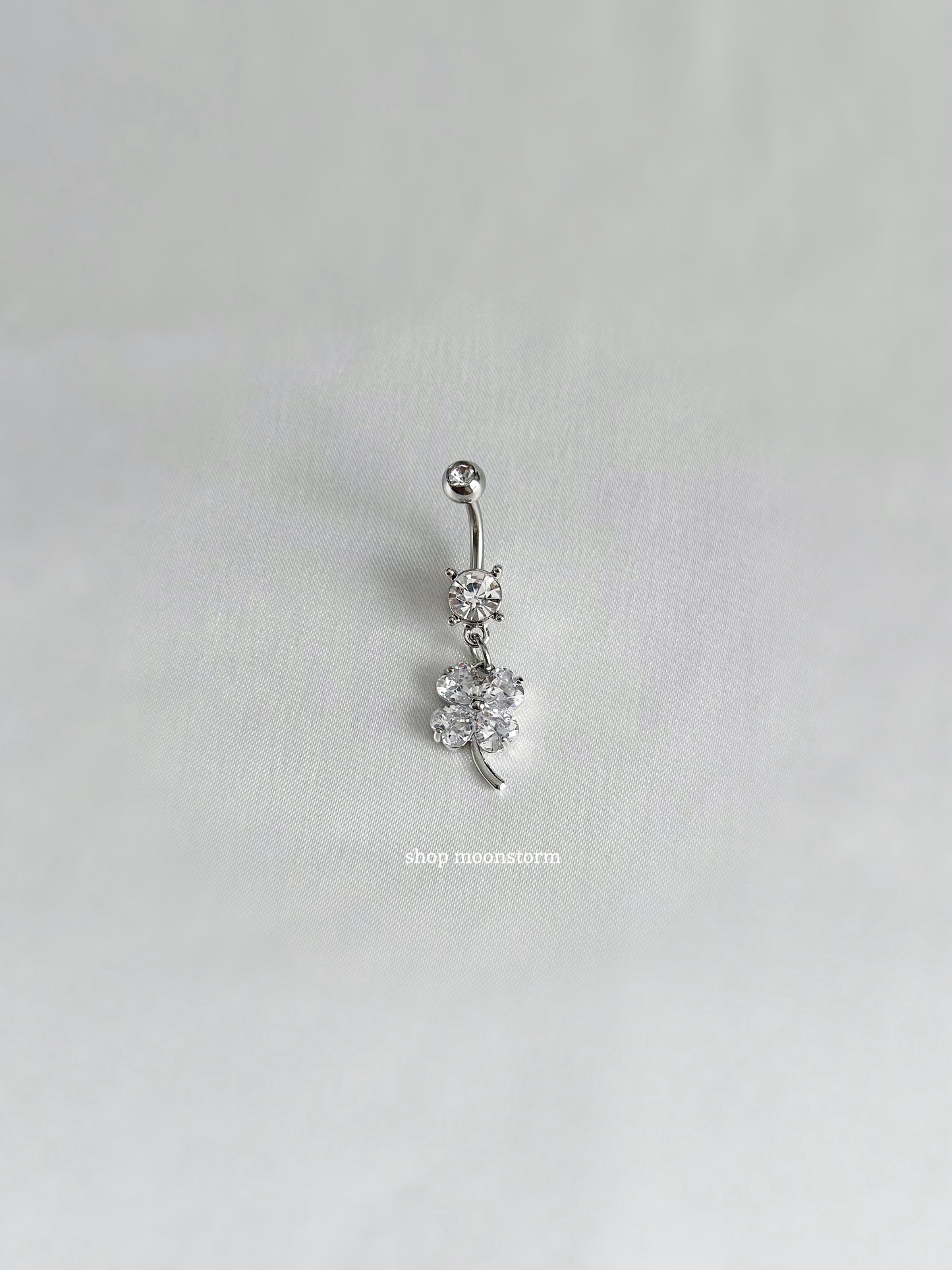 Silver Clover Belly Ring