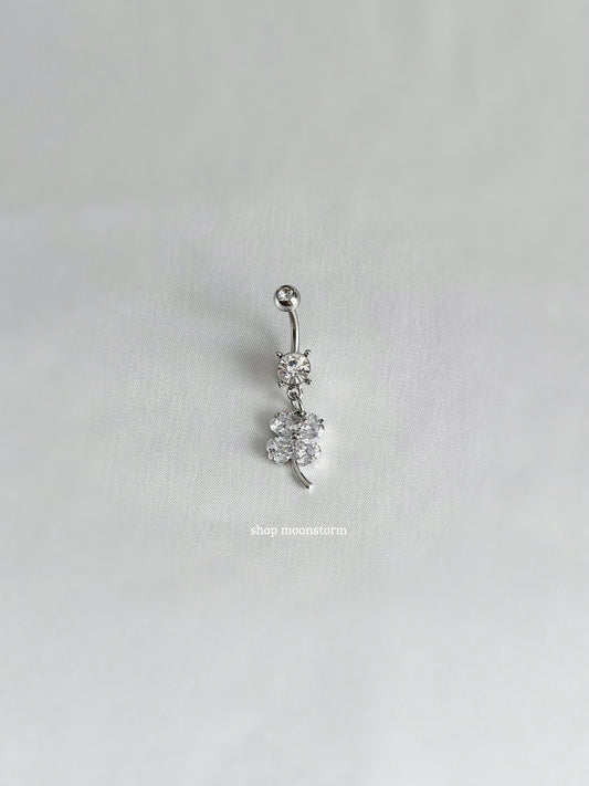 Silver Clover Belly Ring