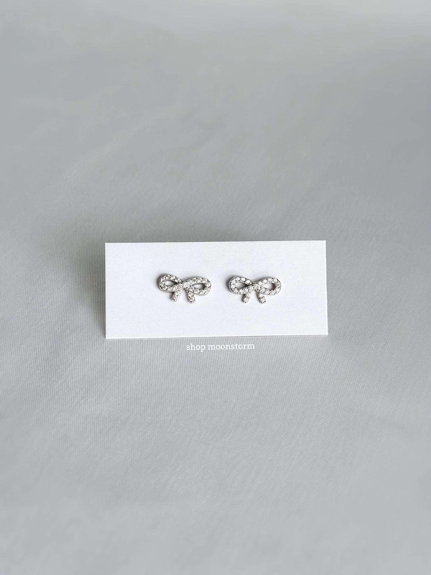 Sparkly Ribbon Bow Stud Earrings