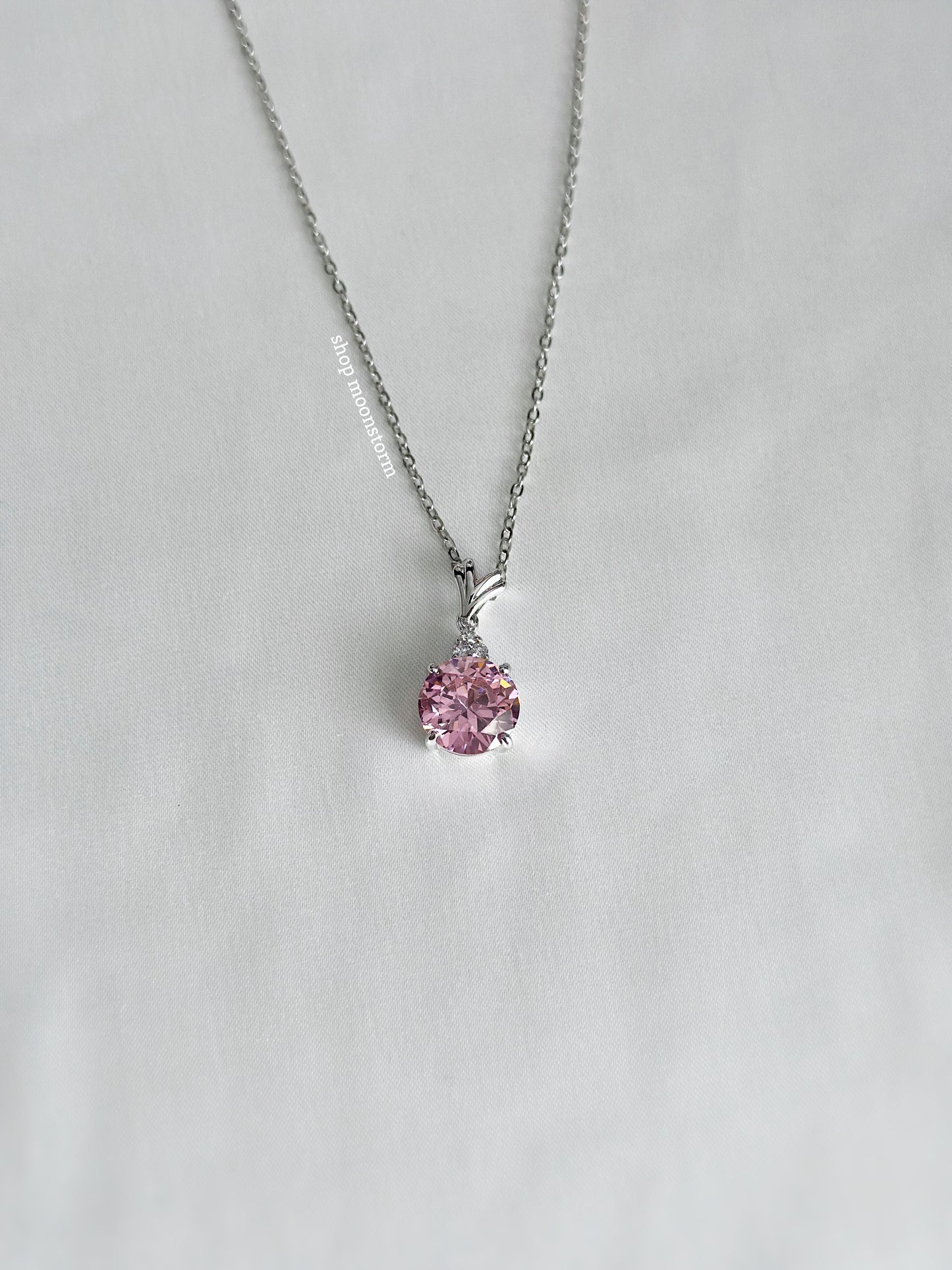 CZ Rose Quartz Necklace