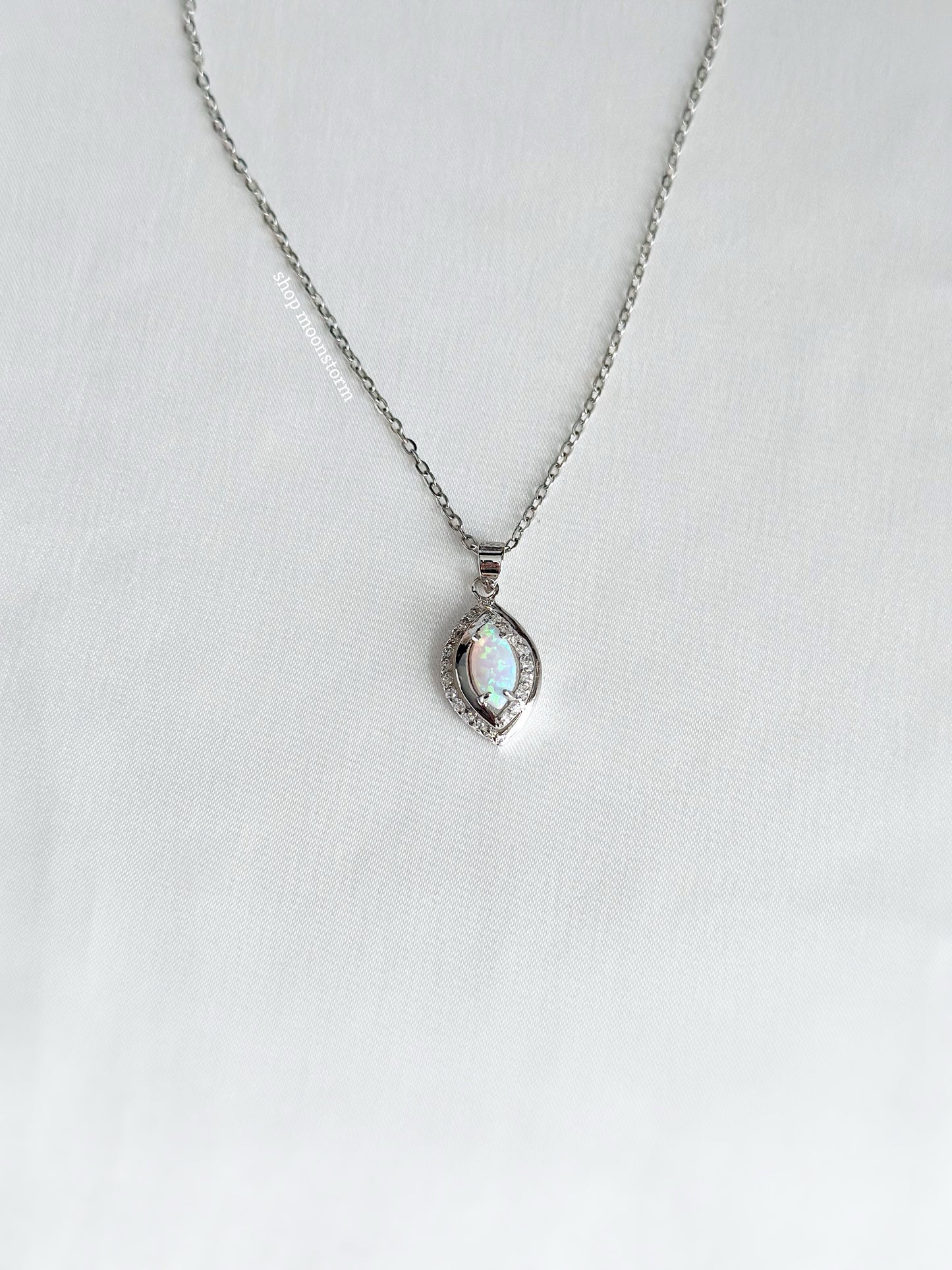 CZ White Opal Necklace