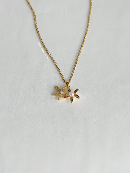 Gold Starfish Pearl Necklace