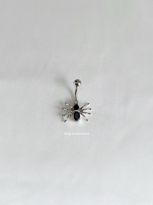 Black Wicked Spider Belly Ring