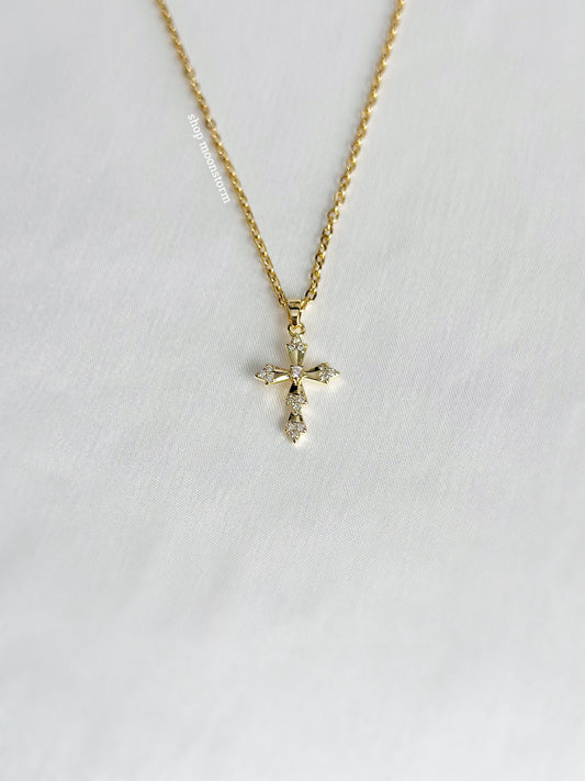 Gold Dazzle Cross Necklace