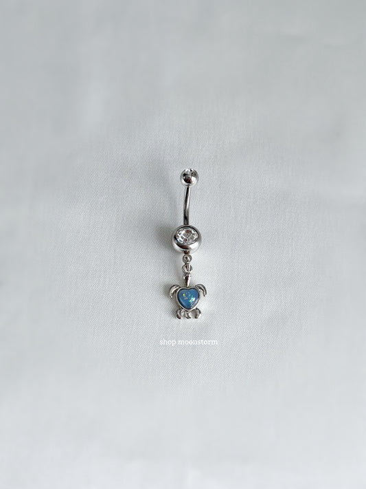 Blue Opal Turtle Belly Ring