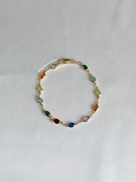 Multicolor Oval Gemstone Bracelet