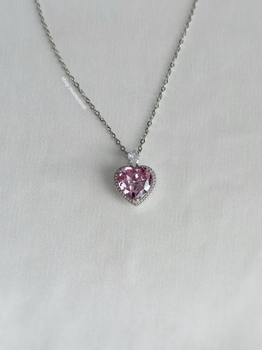 Pink Diamond Heart Necklace