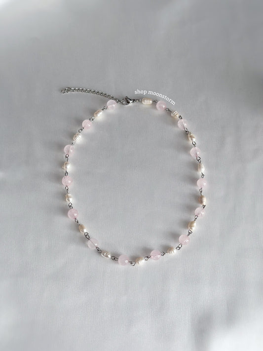 Rose Quartz & Freshwater Pearl Necklace